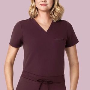 Mandala One-Pocket Scrub Top (XL, Merlot)